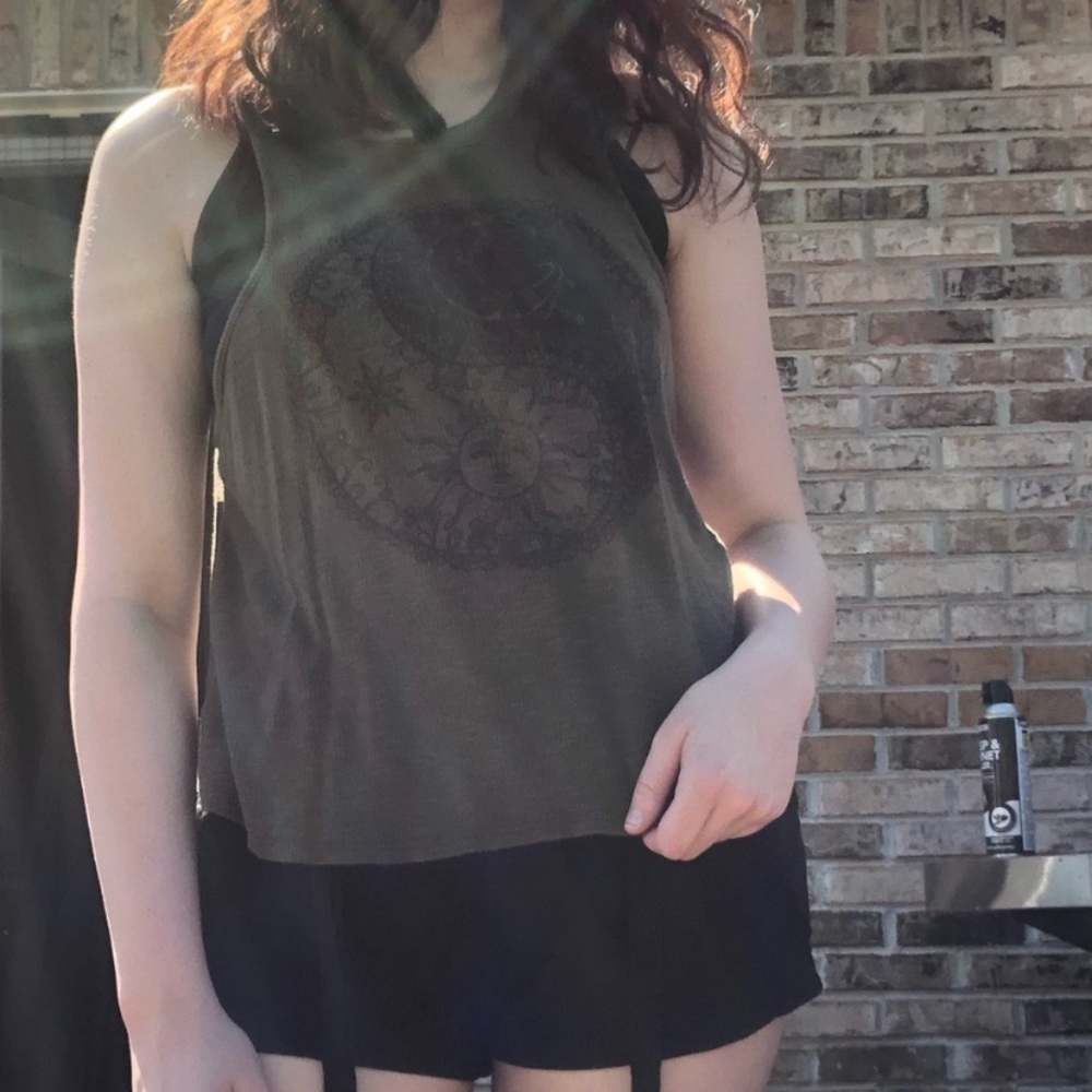 Green halter tank top